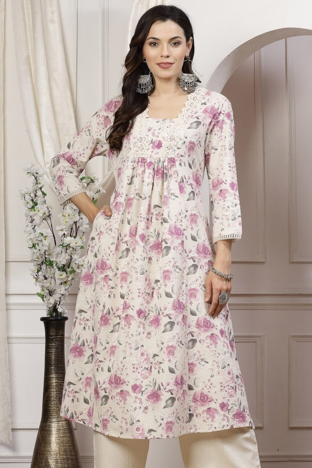 Elegant White Cotton Kurta Set