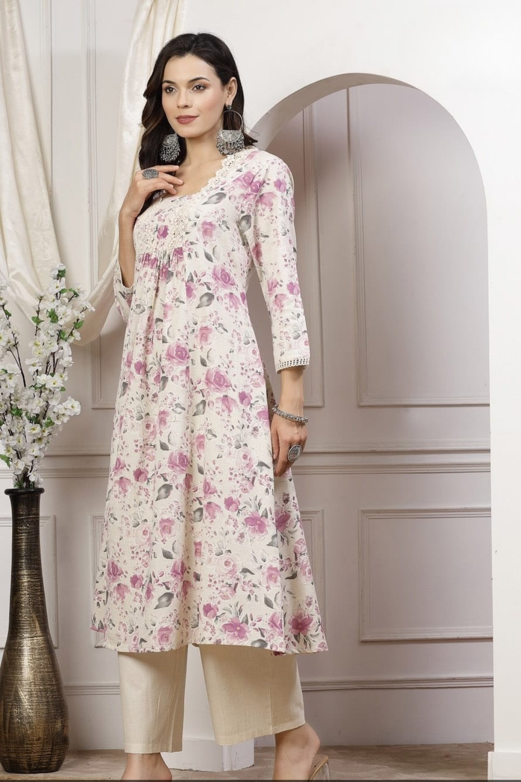 Elegant White Cotton Kurta Set