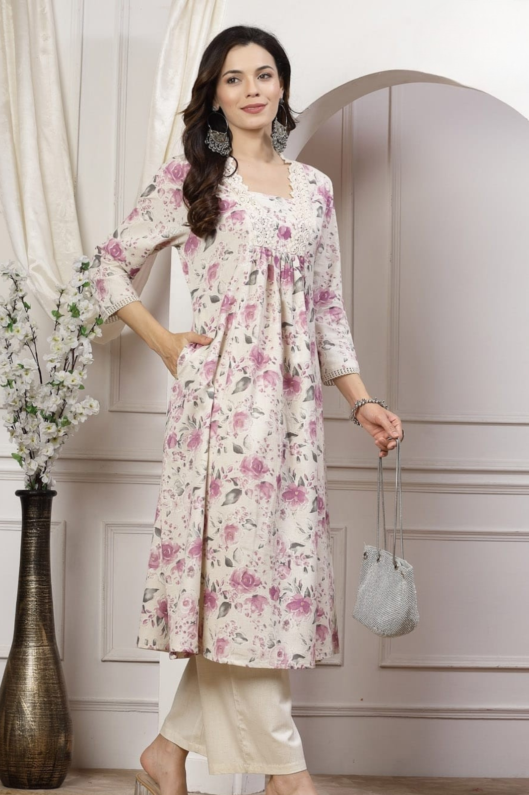 Elegant White Cotton Kurta Set